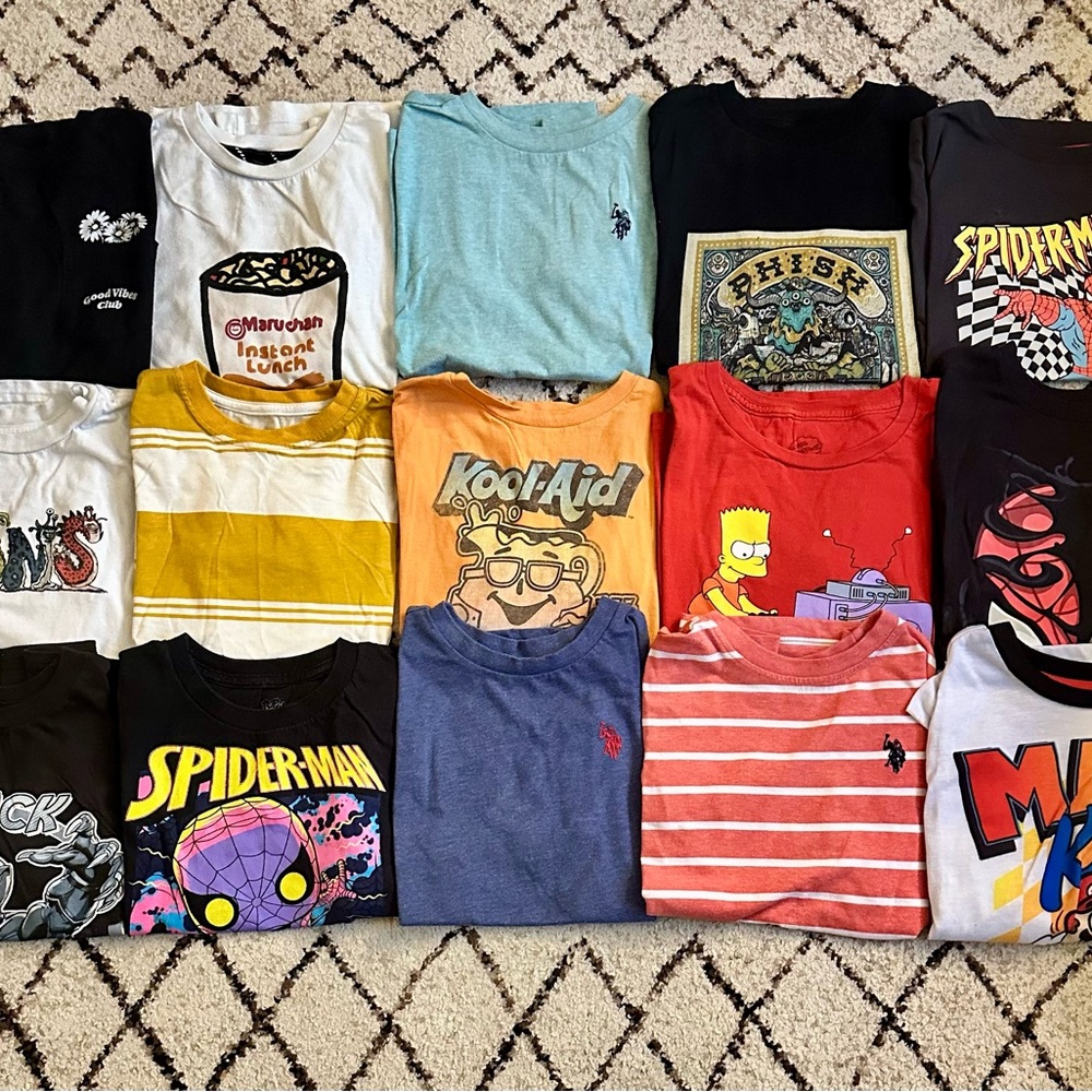 14pc Boys T-Shirt Set, Size 6/7, Multiple brands, Polo, Old Navy, Marvel, Vans